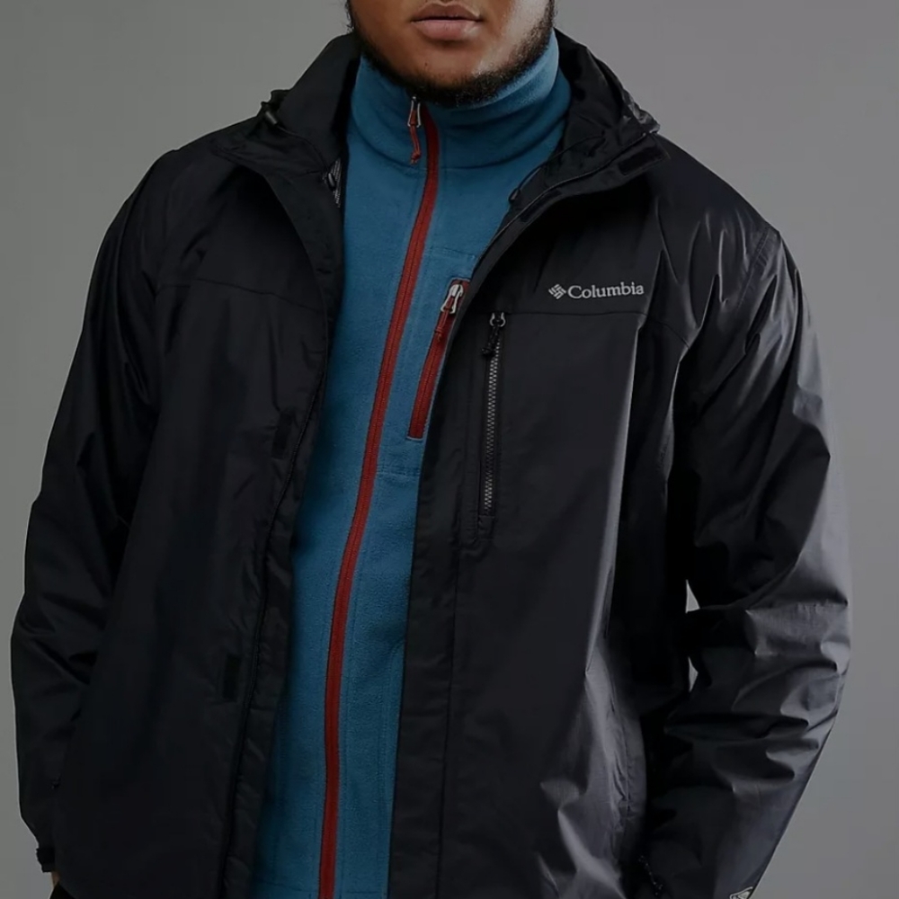 Columbia Plus Pouring Adventure Ii Waterproof Single Layer Jacket In Black